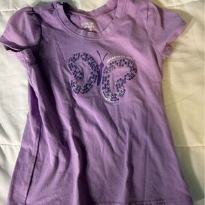 Garanimals Purple/Lavender Girls Butterfly Glitter Short Sleeve Tee Cotton